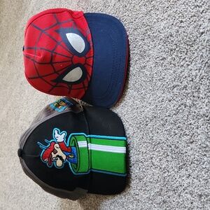 Boys Mario & Spiderman Hats